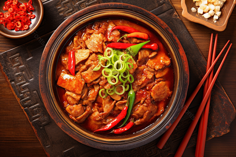 复古风格拍摄水煮肉片红油里脊,高清,摄影图,摄影图片,图片大全,摄影图免费下载